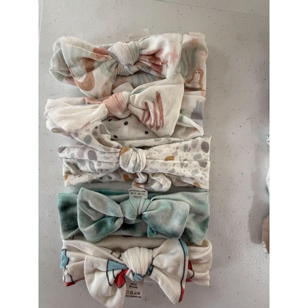 Copper Pearl Muted Pastel Bow headbands set of 5